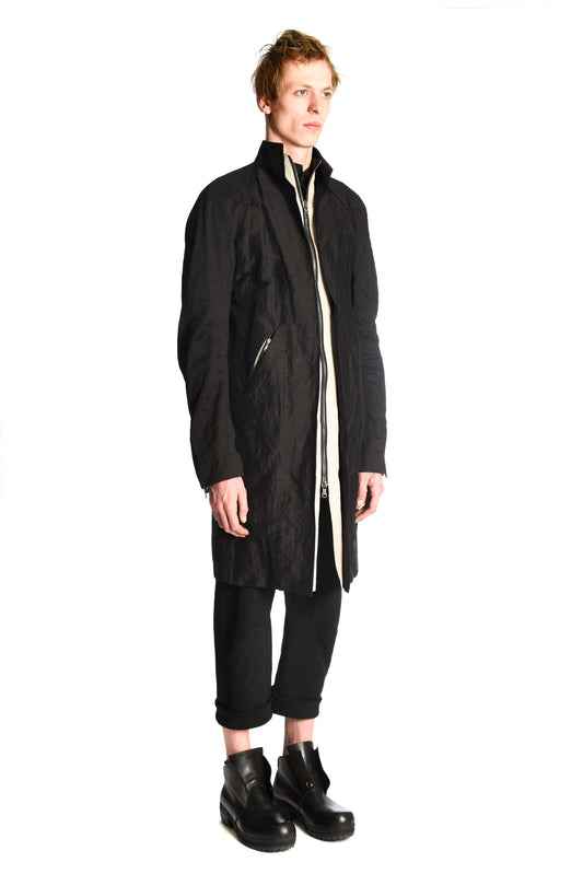 Long Cut Zipped Coat