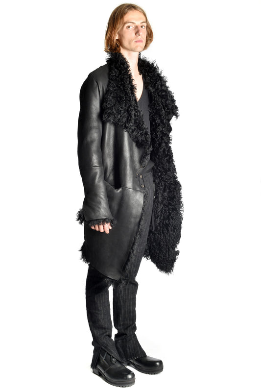 Longhair Mouton Assymetric Longcoat