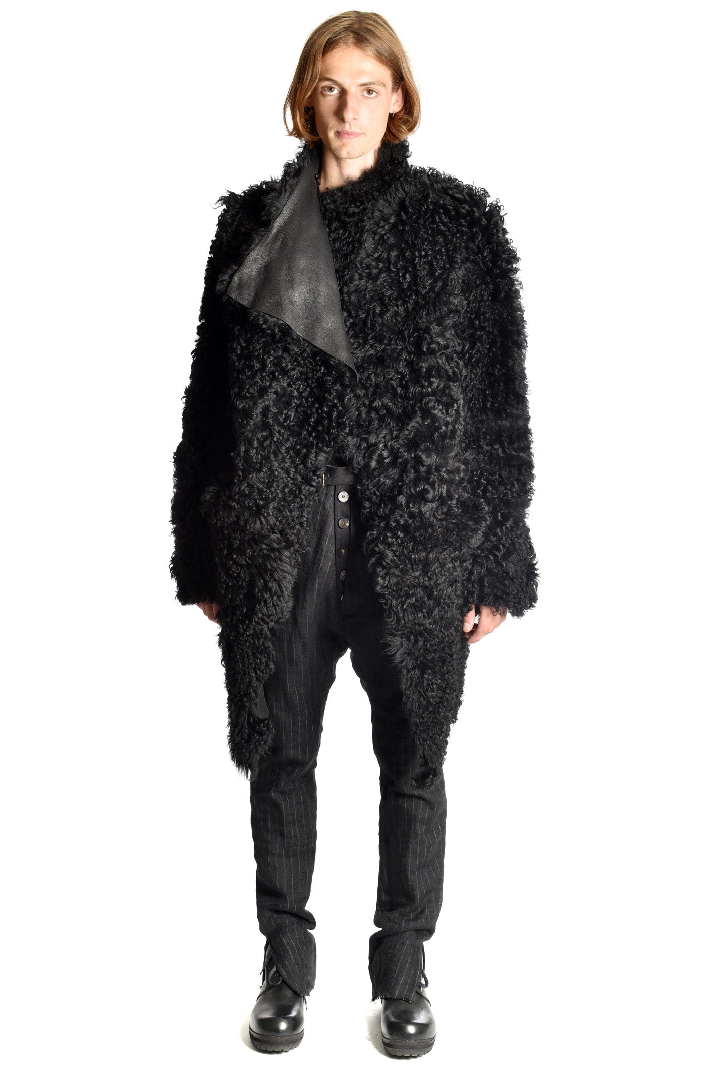 Longhair Mouton Assymetric Longcoat