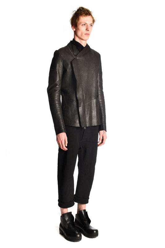 Assymetric Guidi Leather Biker Jacket