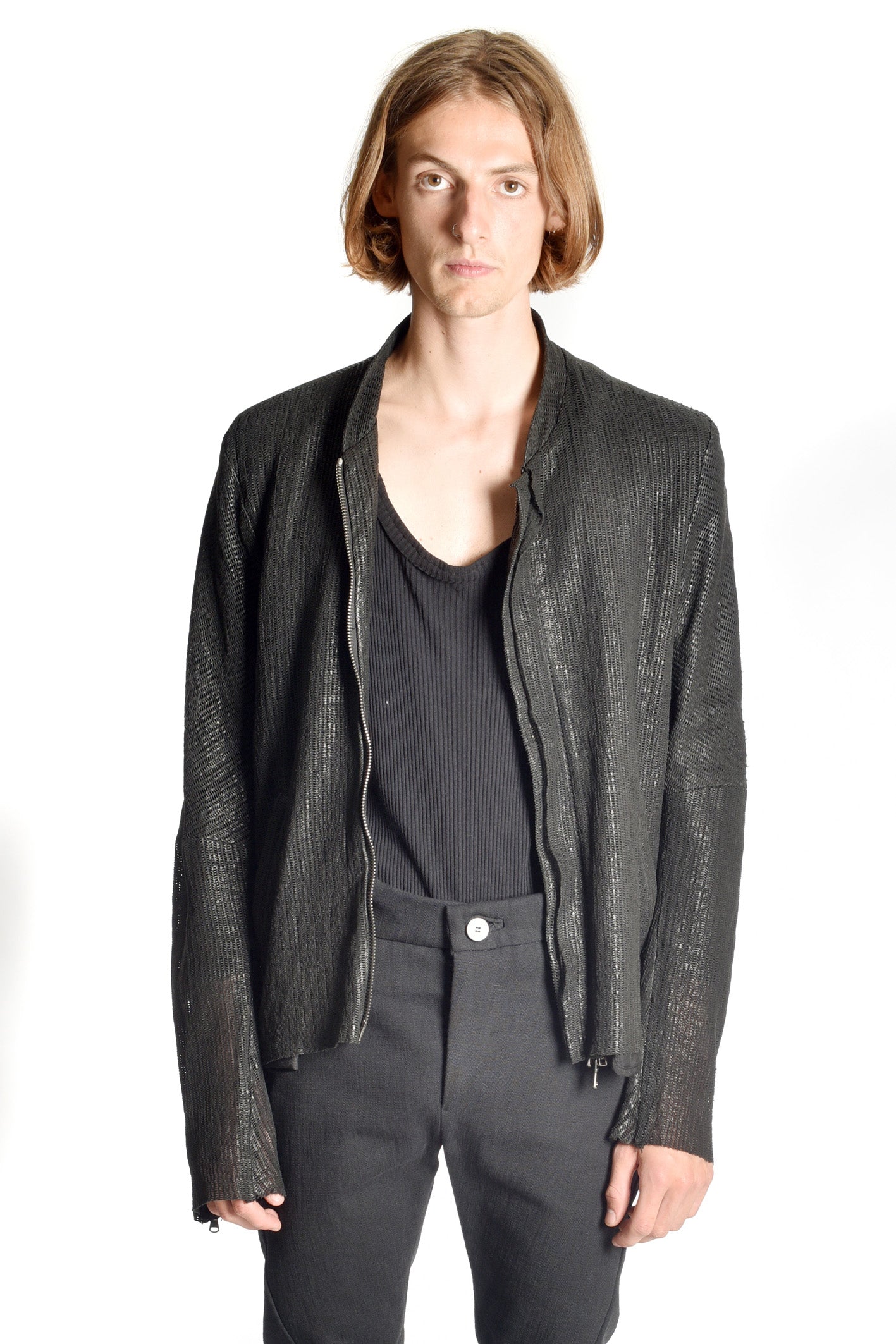 Leather Perforated Bomber (last one size 48)